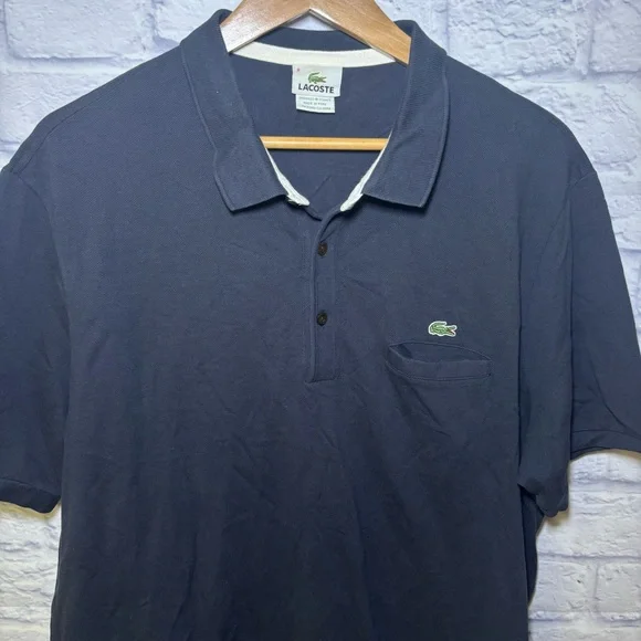 LACOSTE Mens Polo Shirt Size 8 3XL Navy Blue Cotton Quiet Luxury Golf Career - Picture 1 of 12